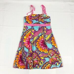 Lily Pulitzer Sundress Girl Sz 14 Summer Tie Strap Dress Floral Butterfly Resort